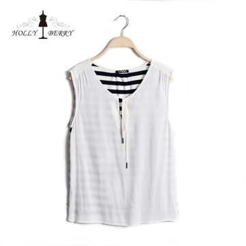 Professional White Sleeveless Crew Neck Women Vest
