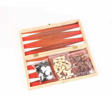 Wooden Chess Checkers Backgammon 3-in-1 Board Games Sets for Travel