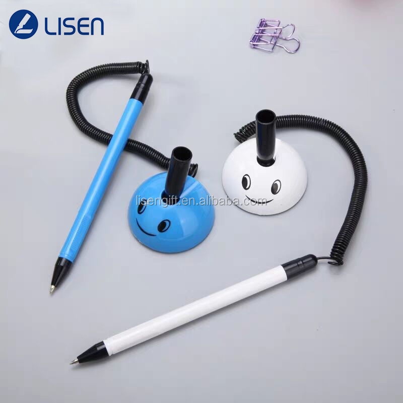 Unique Hotel Desk Holder Chain Bank Pen Table Ball Pen Promotional Ballpoint Pen with Stand