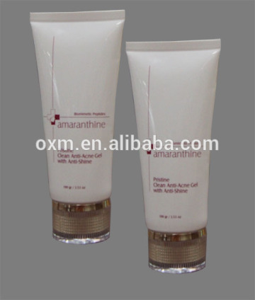 cosmetic white tube with acrylic cap,high class plastic tube packaging