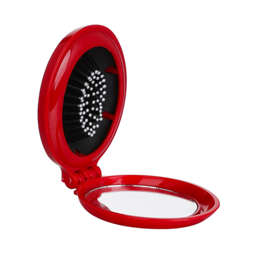 Travel Mini Pocket Folding Oval Mirror with Hair Combs and Brush
