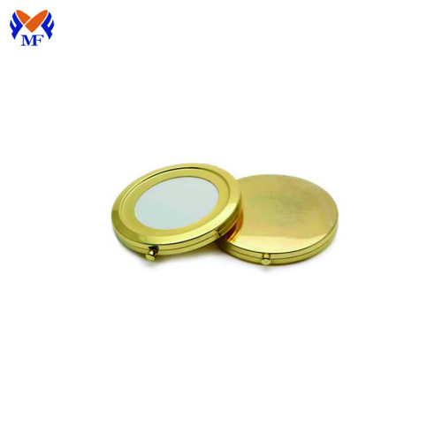 Specchio per il trucco pieghevole personalizzato in metallo dorato con pacchetto