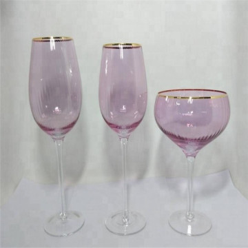 custom colored glass goblet with gold rim