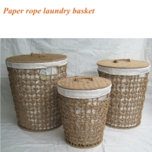 Round Paper Rope Weaving Laundry Basket