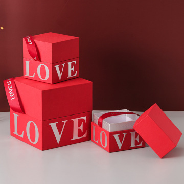 Square Wedding Fancy Paper Gift Box with Ribbon