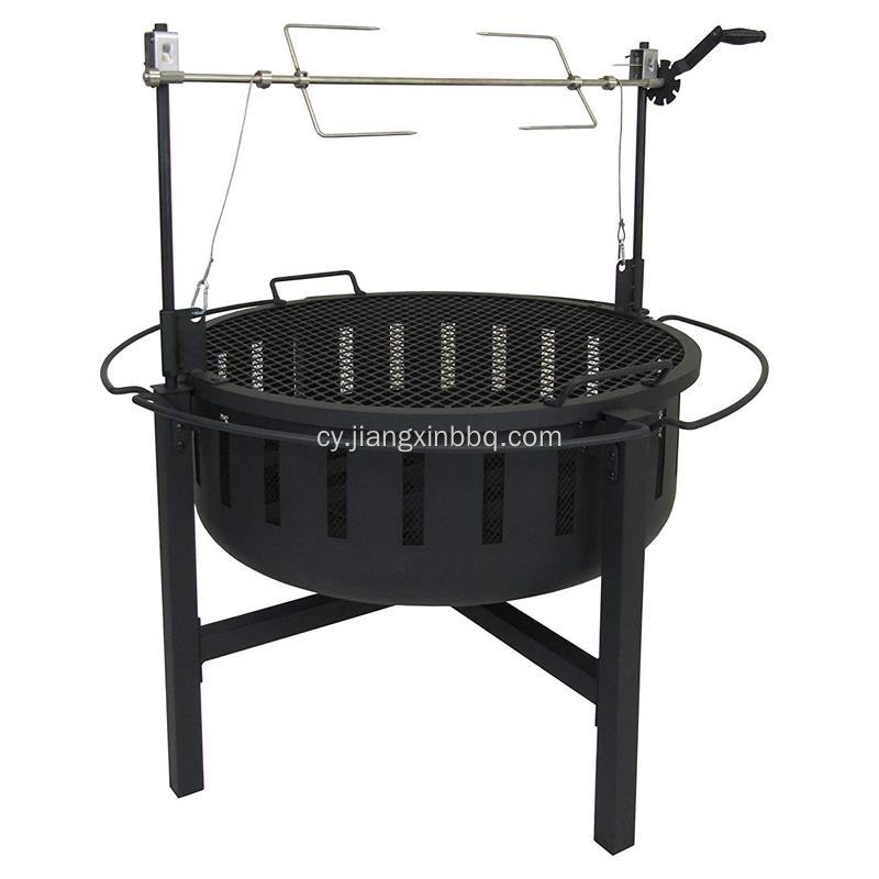 Gril Barbeciw Golosg Gyda Rotisserie