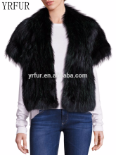 YR962 Top Quality Luxury Fox Hand knit Short sleeve Jacket Fox Fur Open-Front Jacket