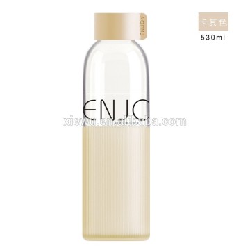 Portable Drinking Custom Glass Water Bottle With Silicone Sleeve