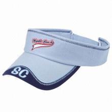 Sports visor with emboidery and cotton twill washed