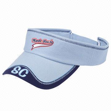 Sports visor with emboidery and cotton twill washed
