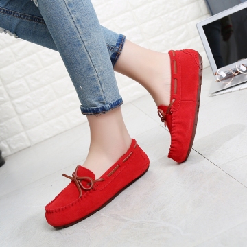 2020 Shoes Women 100% Genuine Leather Women Flat Shoes Casual Loafers Slip On Women's Flats Shoes Moccasins Lady butterfly-knot