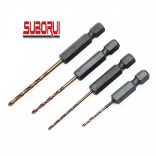 Fully Ground Micro Hex Shank Amber Coating Twist Drill Bit DIN338 for Stainless Steel Metal Drilling