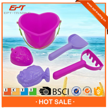 Pink color plastic beach bucket toys set 5pcs