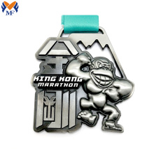 Medalha King Kong de corrida de metal prateado personalizado