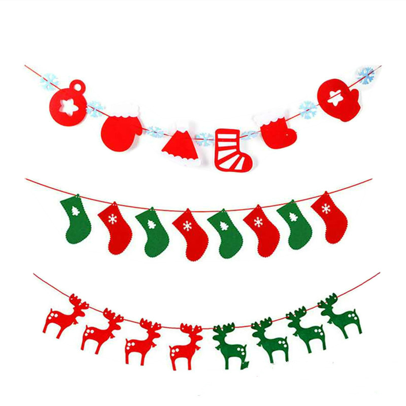 3M Christmas Banners Hanging Santa Claus Banner Snowman Elk Flag Xmas Trees Banners Decor 2021 Merry Christmas Navidad New Year