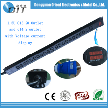 1.5U 20outlet C13 and C14 iec c13 rack mount electrical plug &sockets with voltage current display