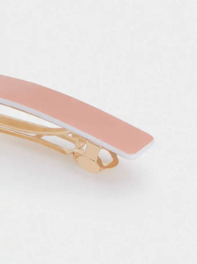 Rectangular Shape Coral Color Plain Hair Clip Can Custom All Color