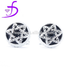 2015 fashion men silver cufflink jewish enamel Star of David style