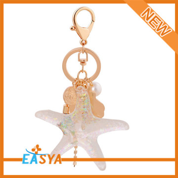Wholesale Fashion Colorful Starfish Charm Metal Key chain For Unisex