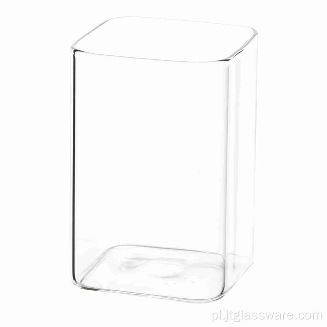 Prostokątny szklany kubek z pojedynczą ścianą