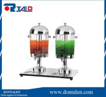 Beverage Dispenser, 8 Quart, Double Faucet, Clear Bowl,juice dispenser