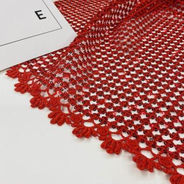 Circular Sector Scallop Sequins Guipure Embroidery Fabrics