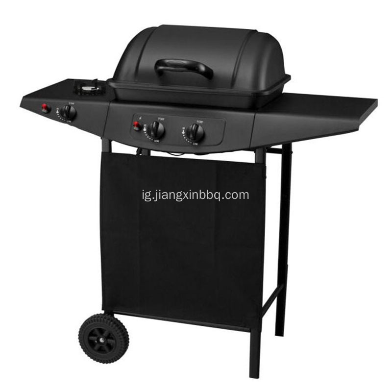 2 Burners Gas BBQ Grill nwere akụkụ ọkụ