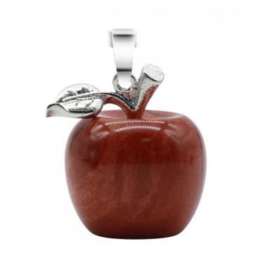 Handmade Craved 20MM Red Jasper Apple Pendant Necklace