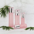 Pink waist glass cosmetic jar and bottle