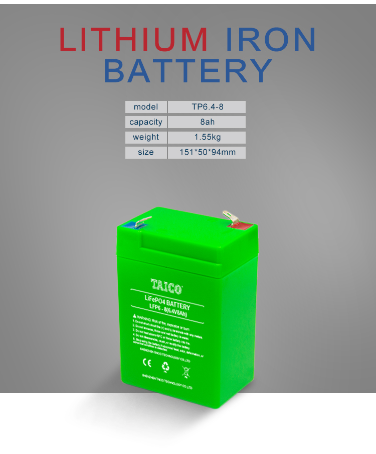 26650 6.4V 8AH LiFePO4 Battery 6.4V lithium battery pack