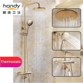 Luxury golden round thermostatic shower set