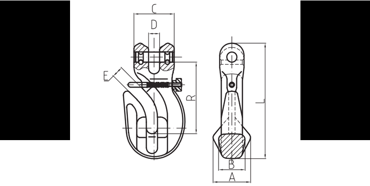 G80 clevis grab hook with wings and clevis shortening grab hook with safety pin