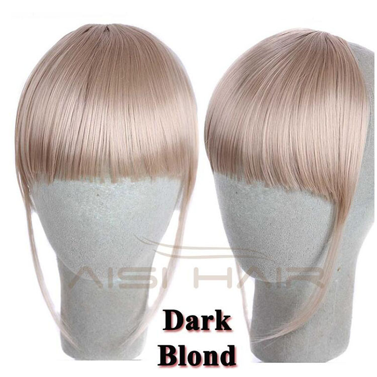 AiSi Hair Hot Sale Heat Resistant Synthetic Fiber Straight Bangs Hair Fringe Clip In Hair Extensions for Women