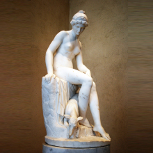 Roman mythological figure sculpture marble nude diana statue with deer