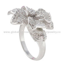 Zircon flower full drill ring