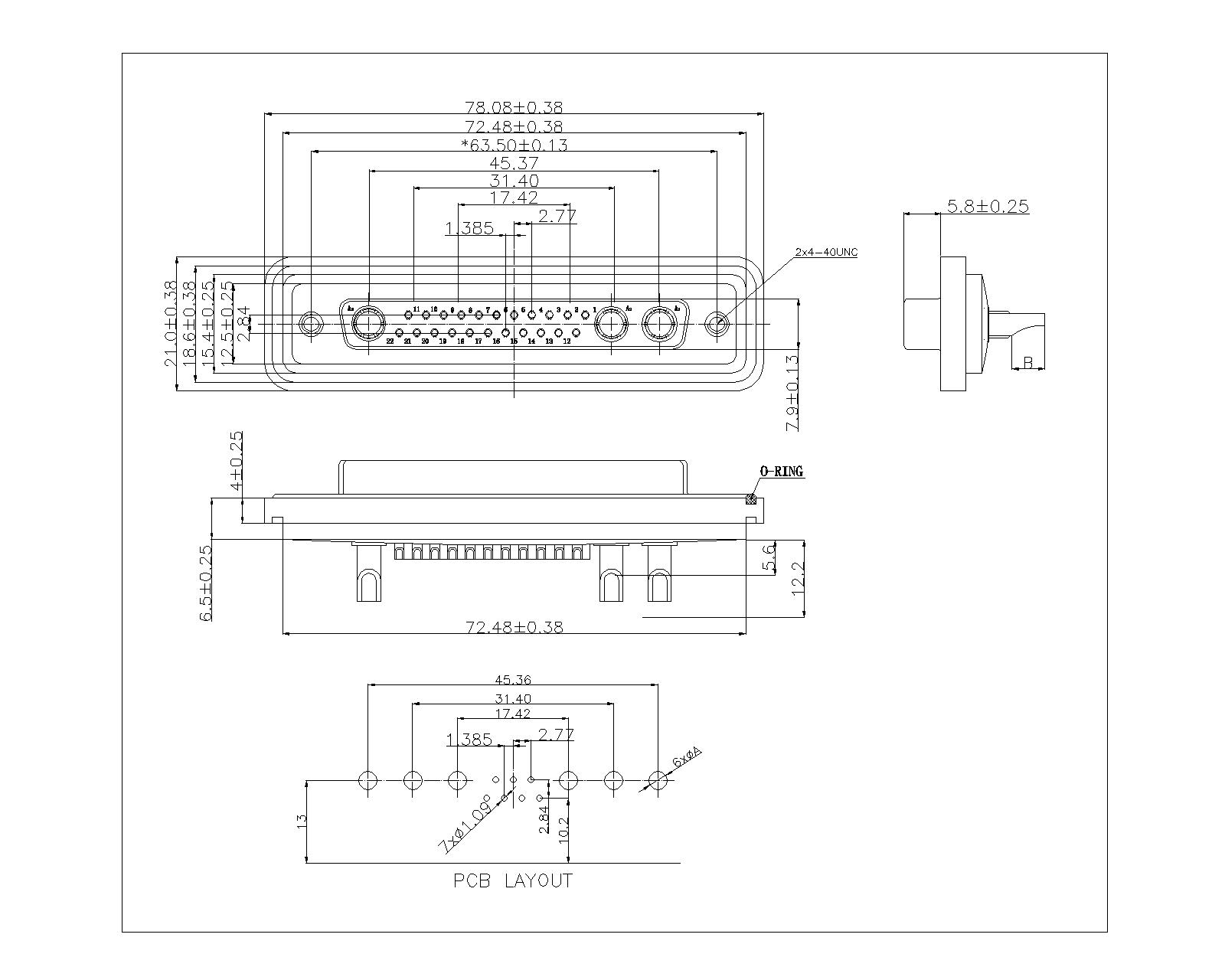 WHDB25W3-FXXX D-SUB 25W3 FEMALE SOLDER WATERP