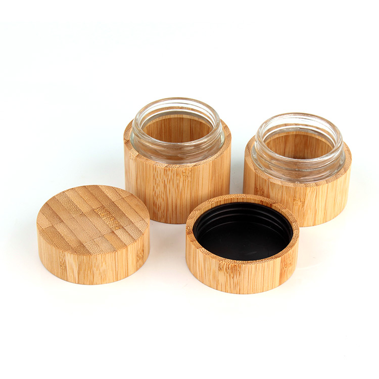 45ml 60ml 90ml bamboo shell glass jar with bamboo lid on sale