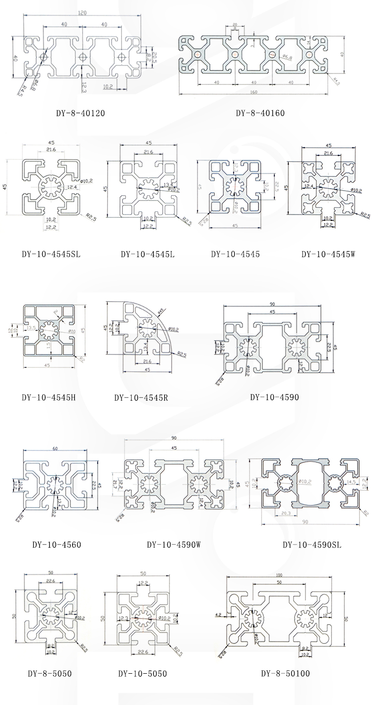 Industrial T Slot Alloy 4060 Accessory Extruded China Track Customized Structure Square Aluminum Profile Extrusion