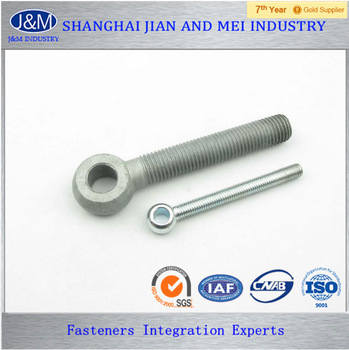 pigtail long shank galvanized eye bolts