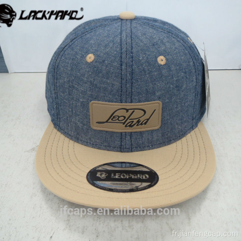 casquette plate en cuir bleu jeans snapback hiphop