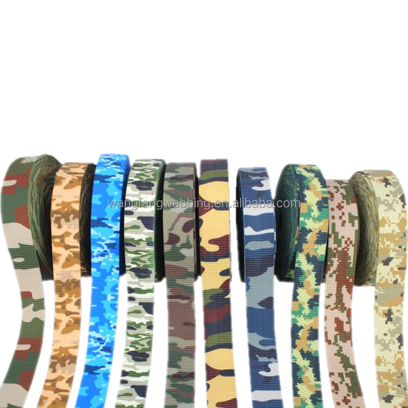 3.8cm polyester camouflage webbing printing heat transfer military webbing nylon webbing belts accessories can be customized