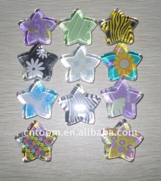 decorational star glass magnet butttons
