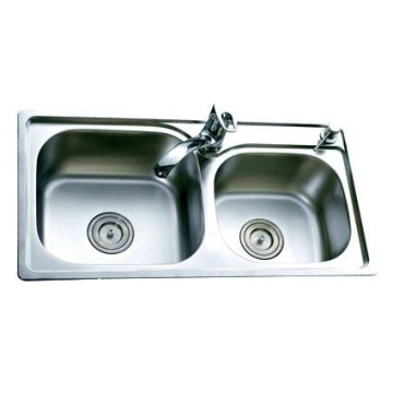 double bowl no drain board sink7540