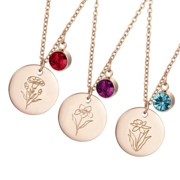 Wholesale Dainty Women's Gold Plated Birthstone Charm Necklace