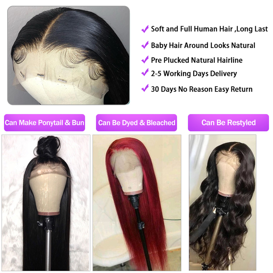 Straight Human Hair Wig 100% Hand Tied Can Be Bleached High Ponytail Glueless Pre Plucked with Baby Hair Wholesale Full Lace