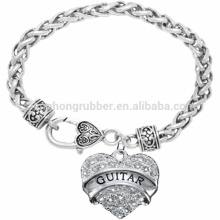 Genuine Austrian Clear Crystal "Guitar" Charm Chain Link Bracelet