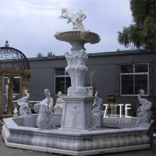 New Item Arrival Outdoor Men and Elephants Marble water fountain statues