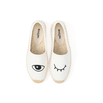 English letter embroidery patch women flat canvas shoes