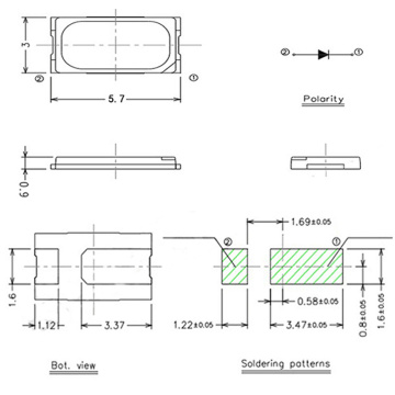 SMD 5730 Зеленый светодиод 520-530 нм Светодиодный чип Epistar