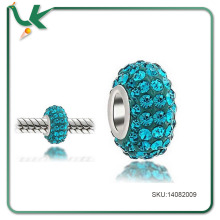 925 Sterling Silver Teal Blue Crystal Bead